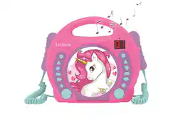 Lexibook - Unicorn Portable CD Player with 2 Sing Along Microphones