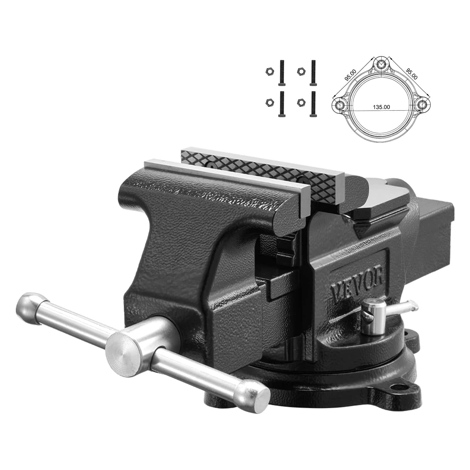 "VEVOR - Heavy Duty Bench Vise, 4"" Jaw Width, Multi-Purpose Ductile Iron Bench Vise with Anvil and 360-Degree Locking Swivel Base - Black" price history on PriceWatchPro