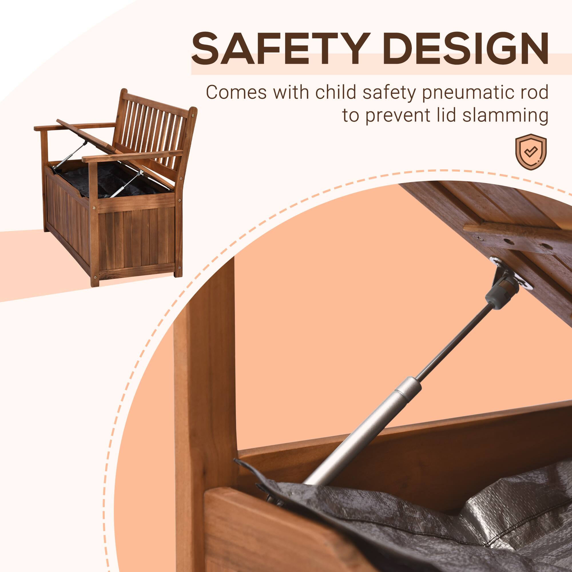 SAFETY DESIGN
Comes with child safety pneumatic rod to prevent lid slamming