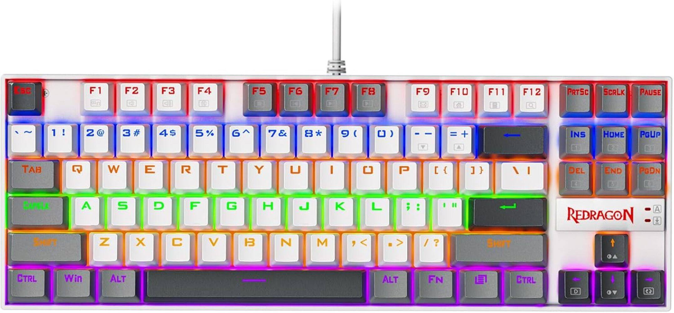 REDRAGON - K552 Mechanical Gaming Keyboard, 87-Key Compact, LED Gaming with Red Switches, Anti-Ghosting for PC Gaming & Typing - Polar Monolith