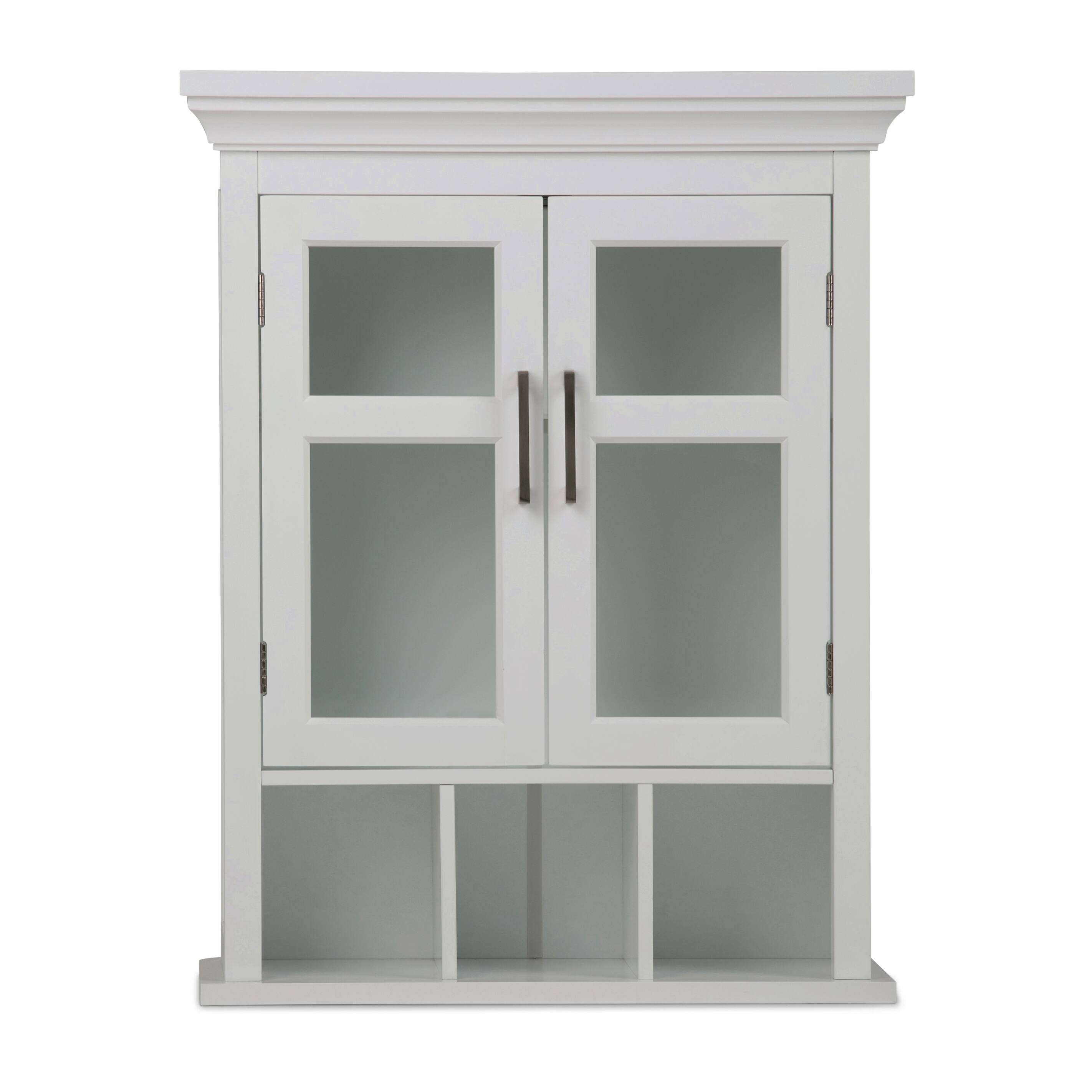 Left. Simpli Home - Avington 30 inch H x 23.6 inch W Two Door Wall Bath Cabinet with Cubbies in Pure White - Pure White.