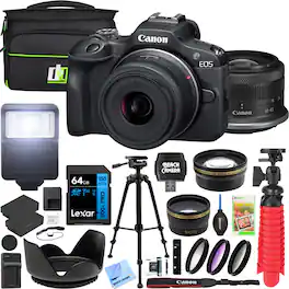 Canon - EOS R100 Mirrorless Camera + 18-45mm F4.5-6.3 IS STM Lens Kit Premier Bundle