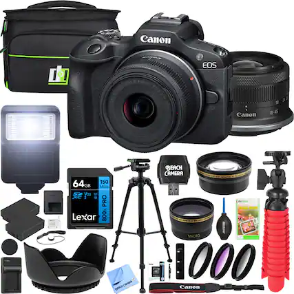 Canon EOS 18-45mm Lens
Canon X 18-45
64GB 150 MB/s V30 Lexar 800x
Beach Camera
Screen Guard
Macro Filter
Tripod
Memory Card Case
Camera Bag
Canon Strap