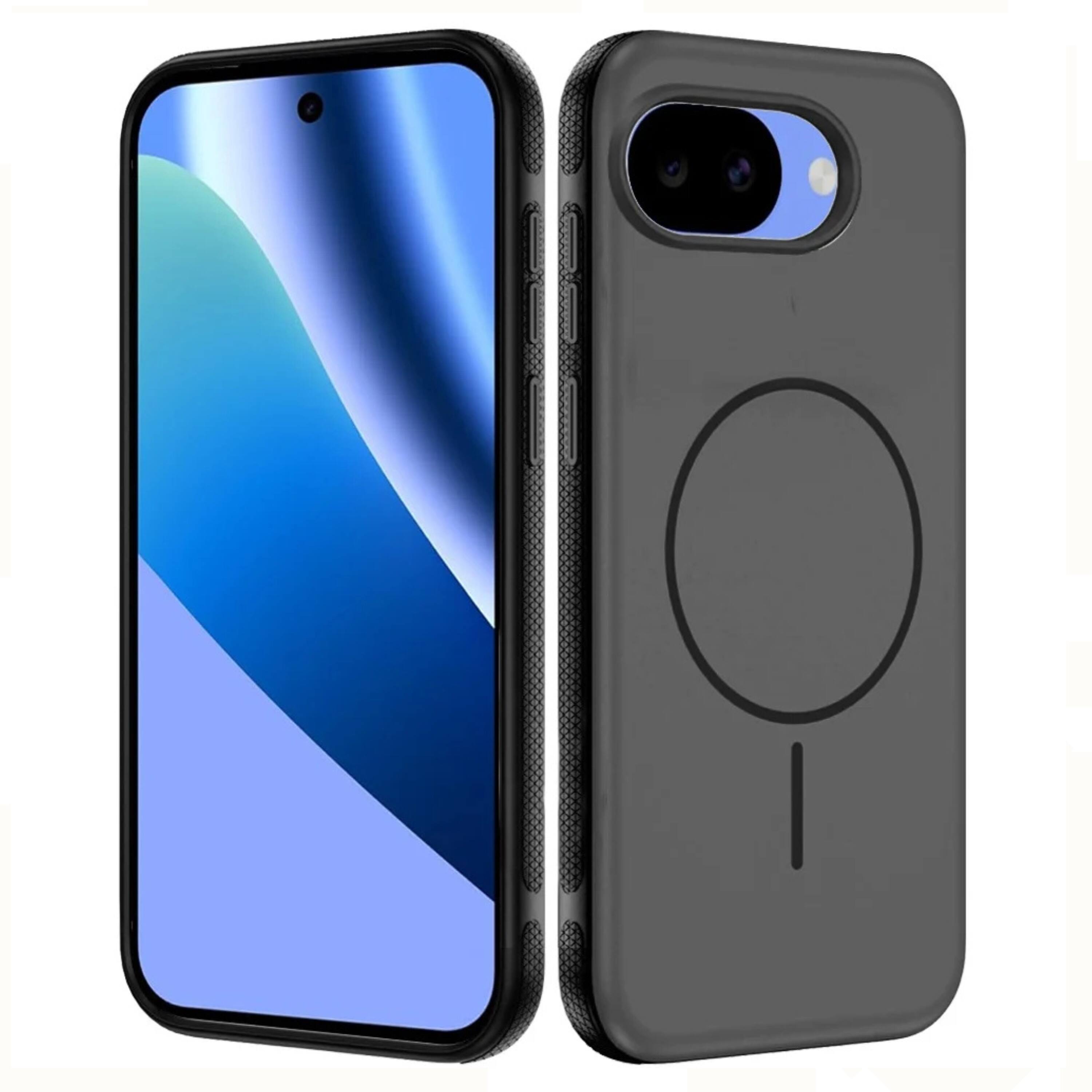 Front. Kitcheniva - Rugged Side Grip Magnetic Circle With Tempered Glass For Google Pixel 10a Case Black - Black.