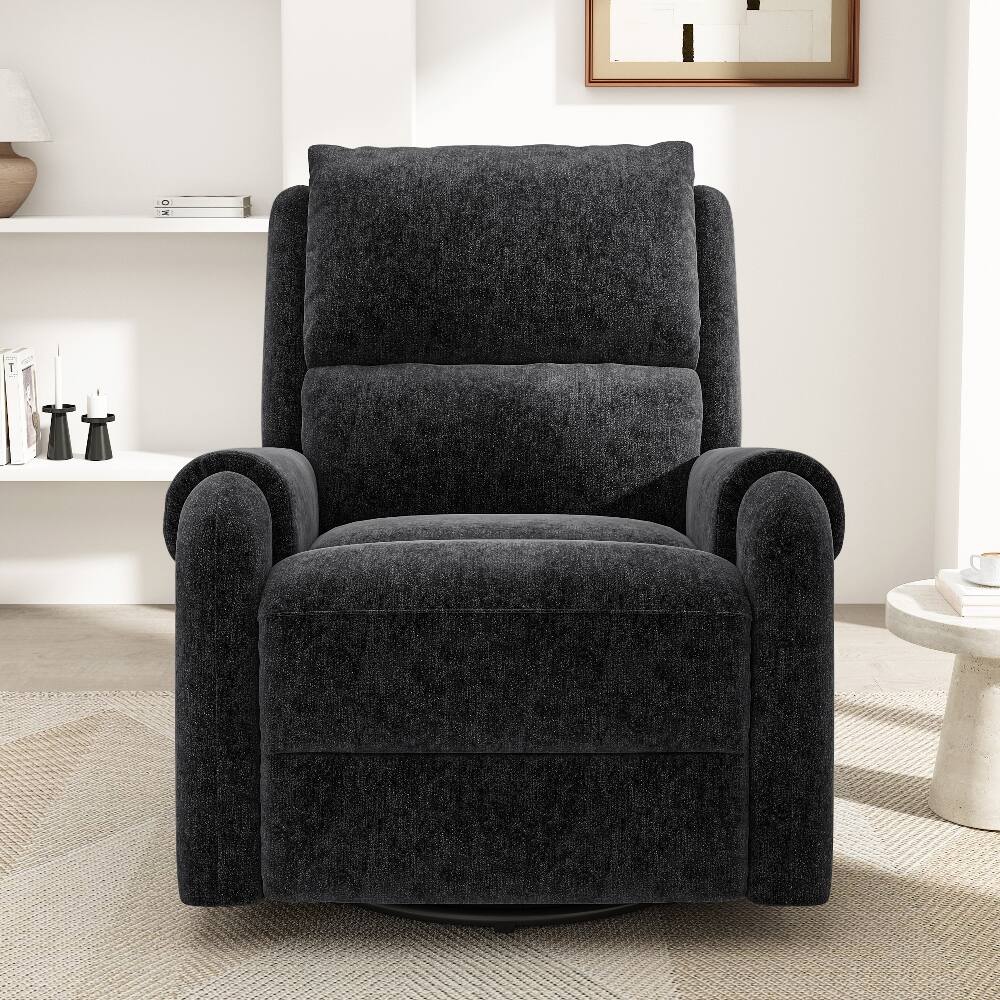 Alt View 6. Ropilly - Ropilly Black Massage Recliner Chair, Swivel Rocker Nursery Recliner with Side Pocket, Chenille Manual Recliner Sofa - Black.