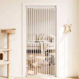 VEVOR - Extra Tall Pet Gate for Cats,28-34 in Adjustable Width,78.7 in High Dog Gate,with Pressure Mount Kit and Wall Mount Kit - White