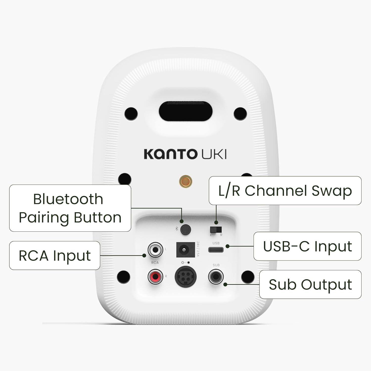 N UKI Bluetooth Pairing Button RCA Input SCA I . & 24V 254 L/R Channel Swap 2 USR USB-C Input SUB Sub Output