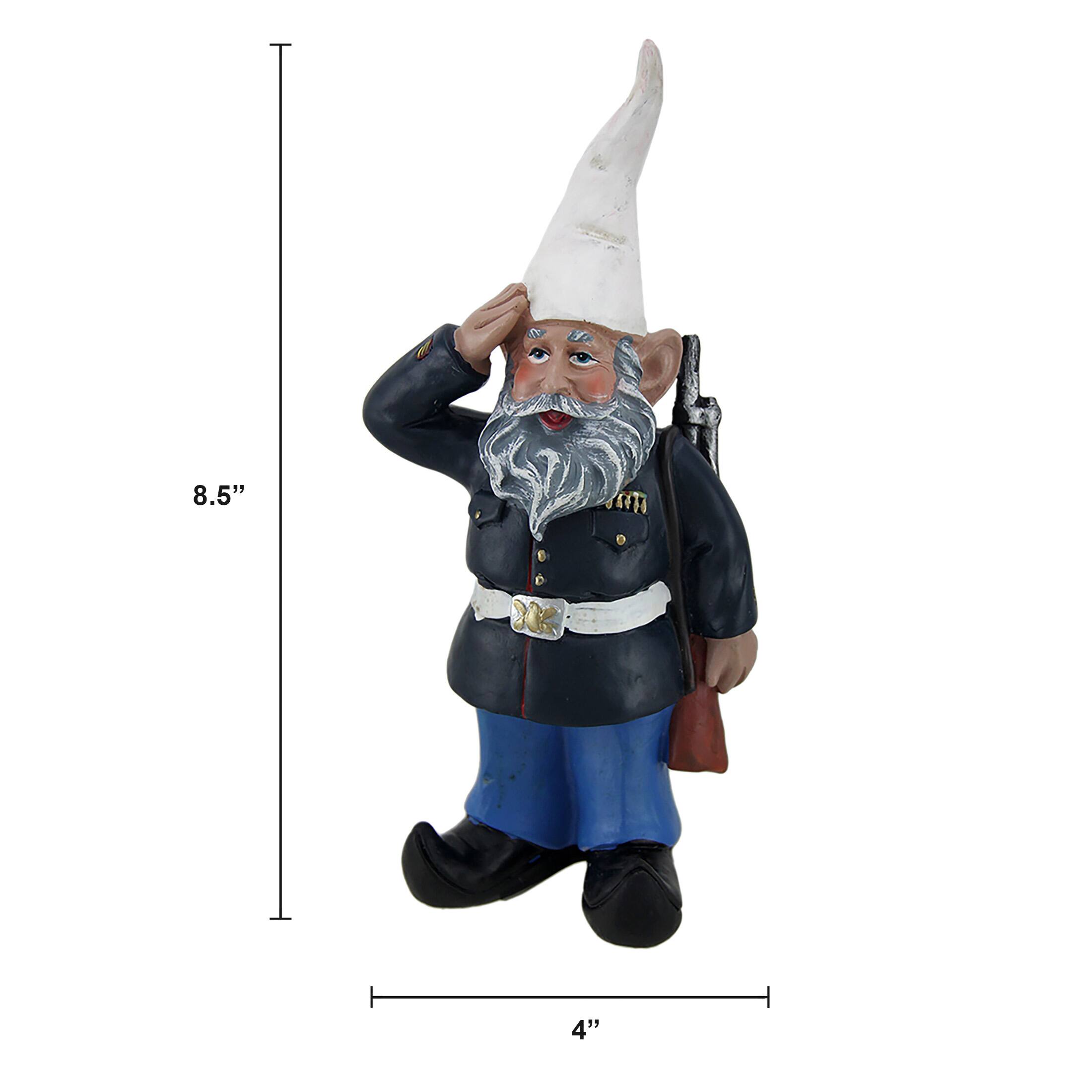 Alt View 1. Zeckos - 8 inch Dress Blues Saluting U.S. Marine Military Garden and Shelf Gnome Statue - Navy.