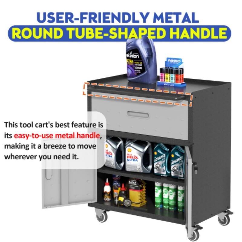 USER-FRIENDLY METAL ROUND TUBE-SHAPED HANDLE

This tool cart's best feature is its easy-to-use metal handle, making it a breeze to move wherever you need it.