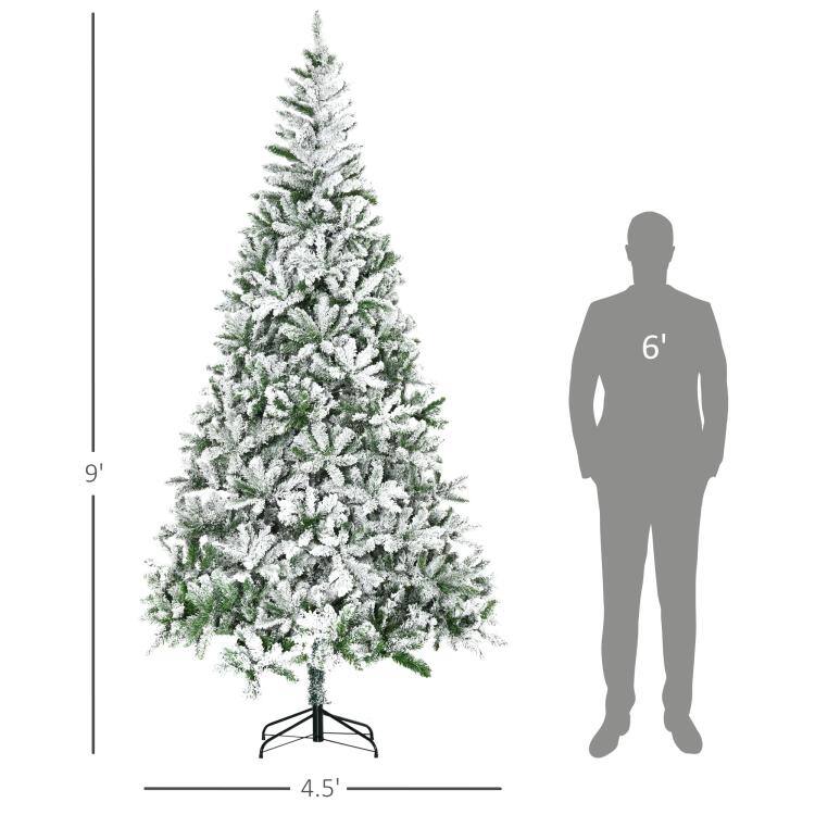 Alt View 3. PULUZ - 9 feet Tall Unlit Snow Flocked Pine Artificial Christmas Tree with Realistic Branches - Green.