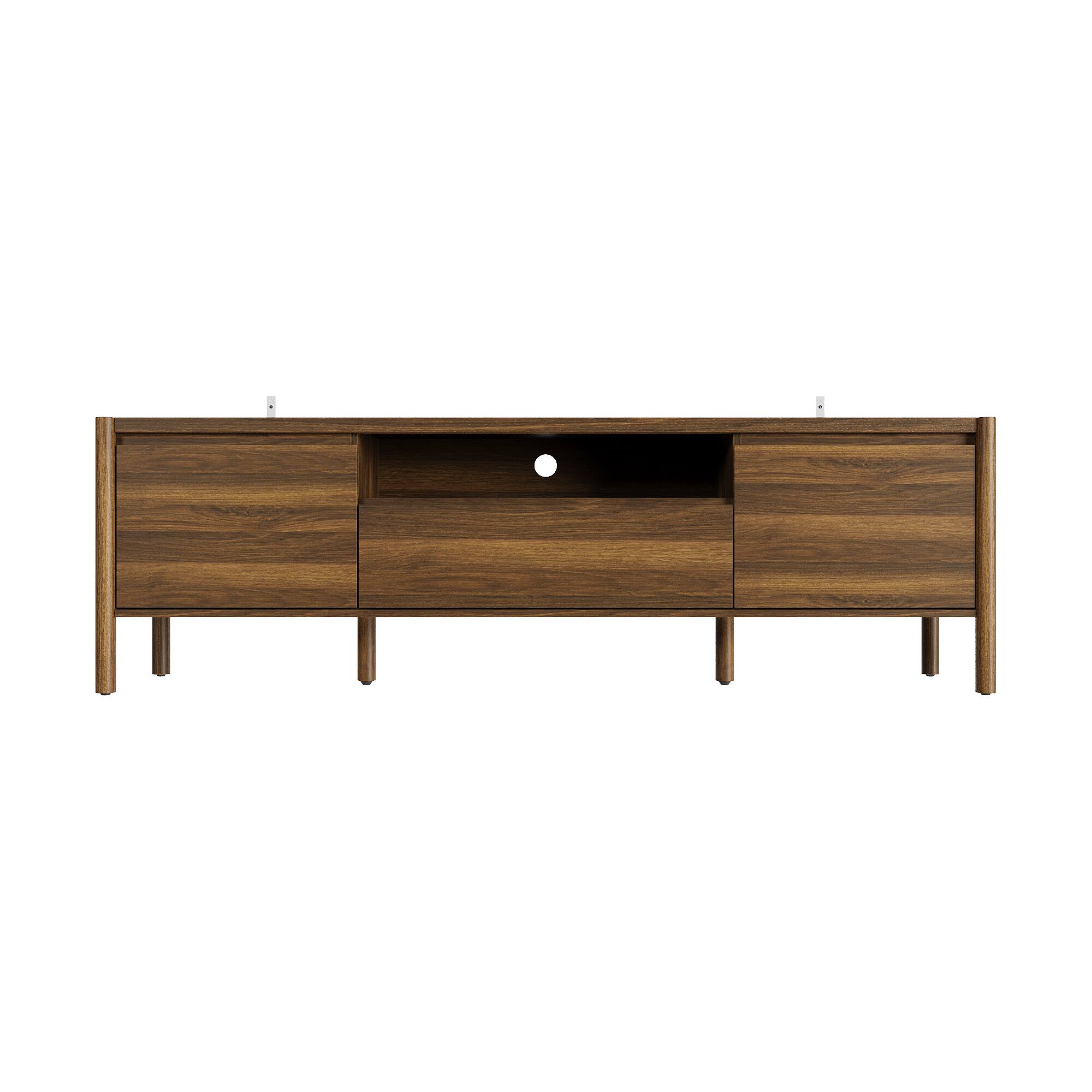 Famapy - Classical TV Stand: Fits 70 - Inch TVs, Sturdy Wood Legs & Smart Storage - Wooden price history on PriceWatchPro