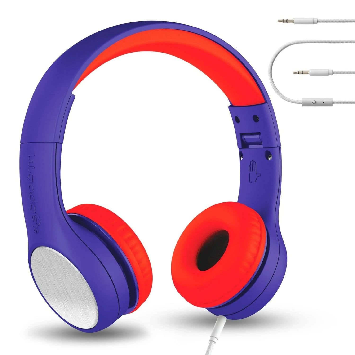 Stock Preferred - Connect+ Style On-Ear Kids Headphones with Mic – - Blue/Red