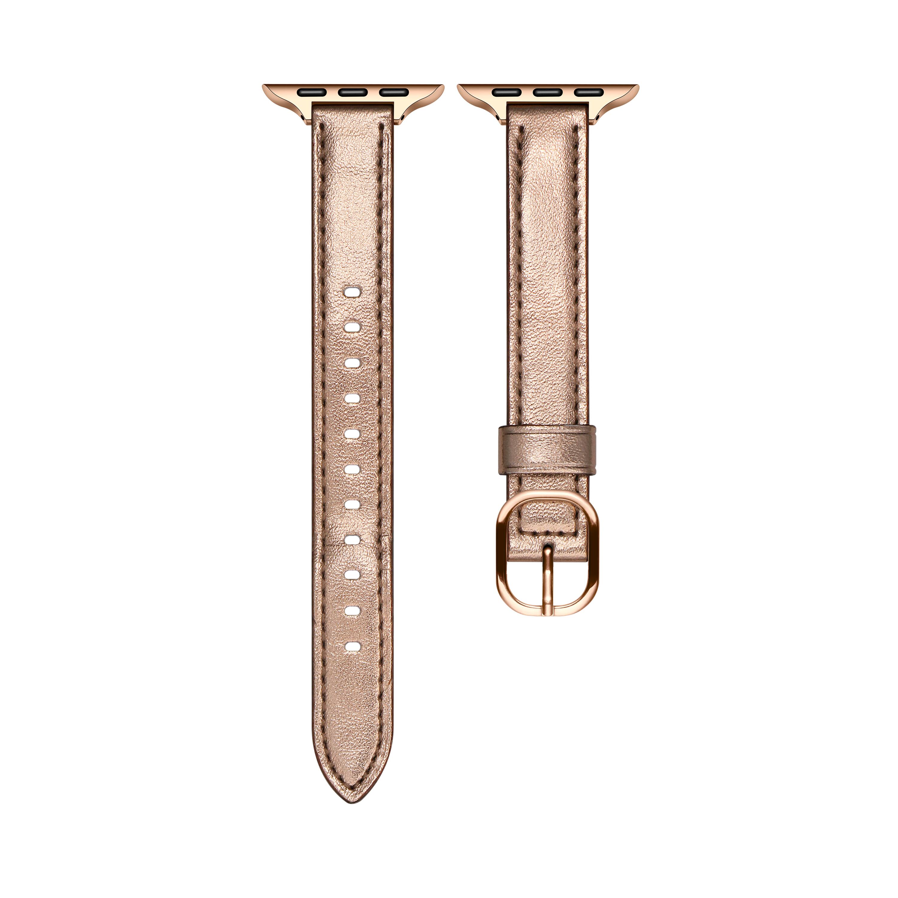 Left. Posh Tech - Carmen Skinny Leather Band for Apple Watch - Rose Gold.