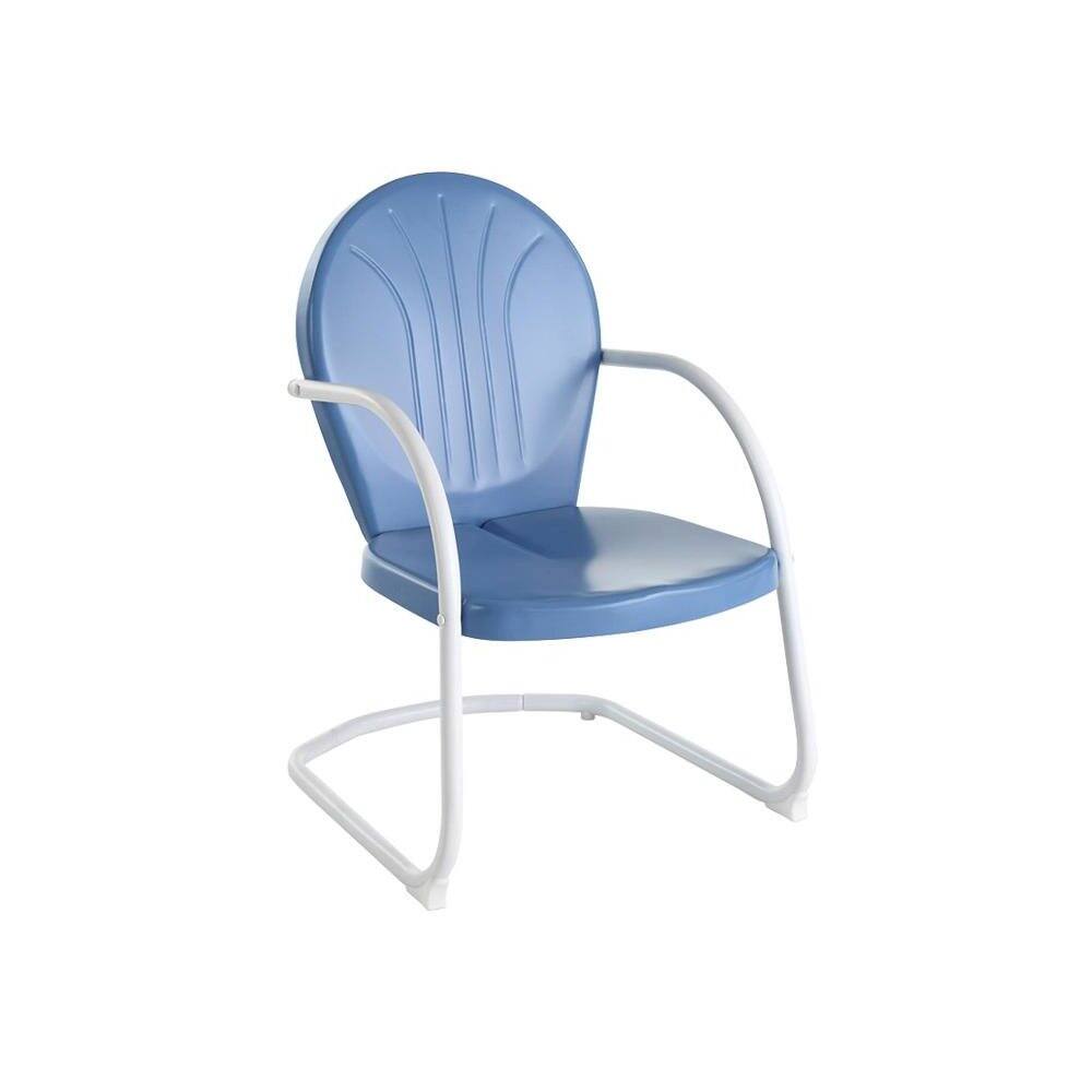 Alt View 1. Outdoor Escape - Sky Blue Metal Patio Chair with Gloss Finish – Decorative Retro Style - Sky Blue Gloss.