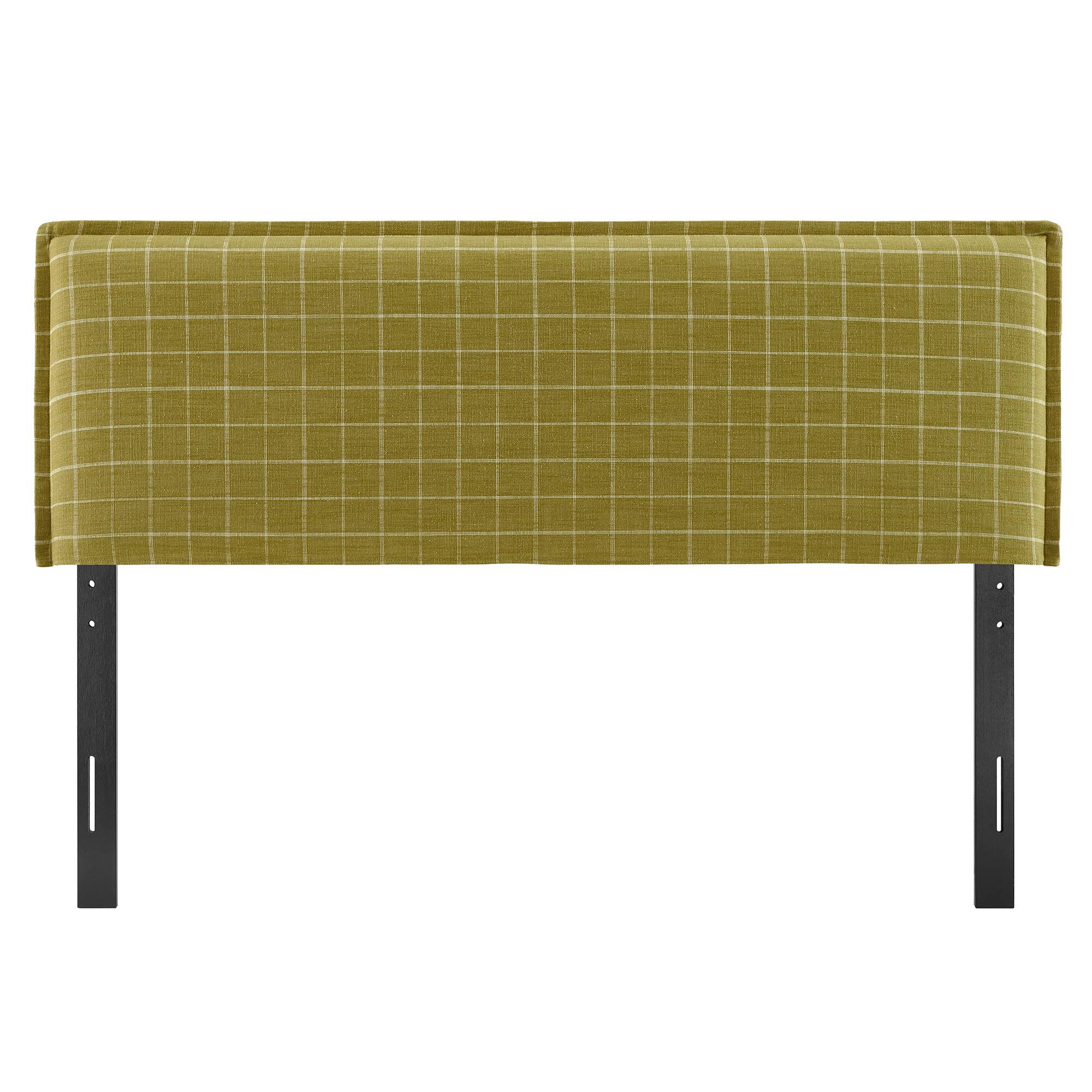 Alt View 2. Modway - Camille Checkered Linen Blend Headboard by Modway - Artichoke Windowpane Check.