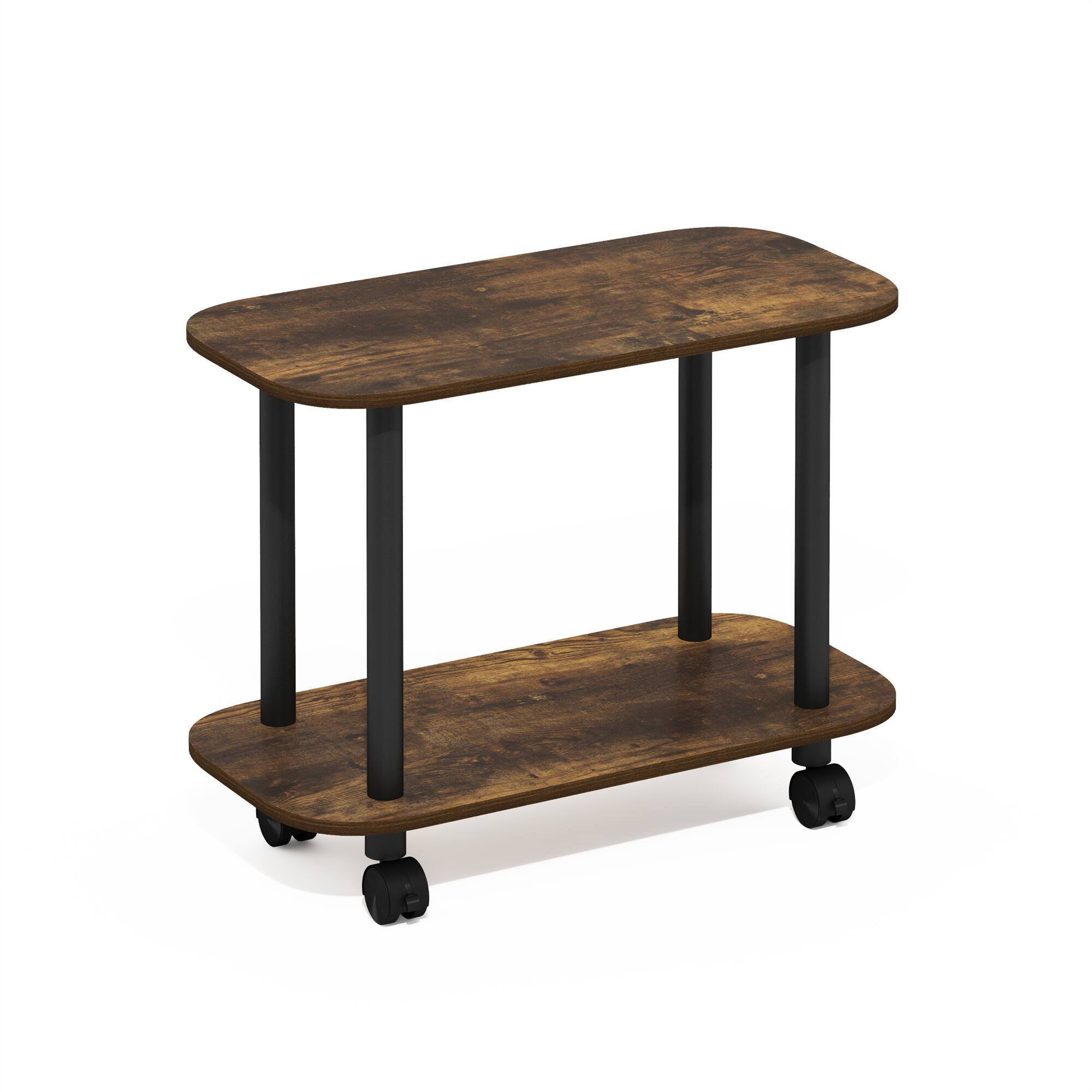 Alt View 5. Furinno - TURN-N-TUBE Night Stand, Nightstand with Wheels, Round Corner Side Table, End Table with Open Shelf, Toolless Assembly - Amber Pine/Black.