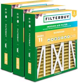 Filterbuy - 17.5x21x5 MERV 11 Pet & Allergy Defense, Pleated HVAC AC Furnace Air Filters Replacement for Rheem & Ruud (3-Pack) - Gold