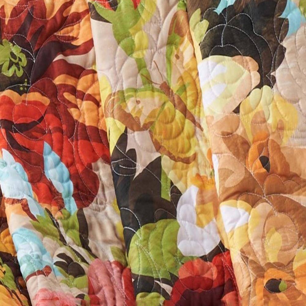 Alt View 2. Greenland Home Fashions - Greenland Home Senna Modern Boho Floral Quilted Throw 50" x 60" - Harvest.