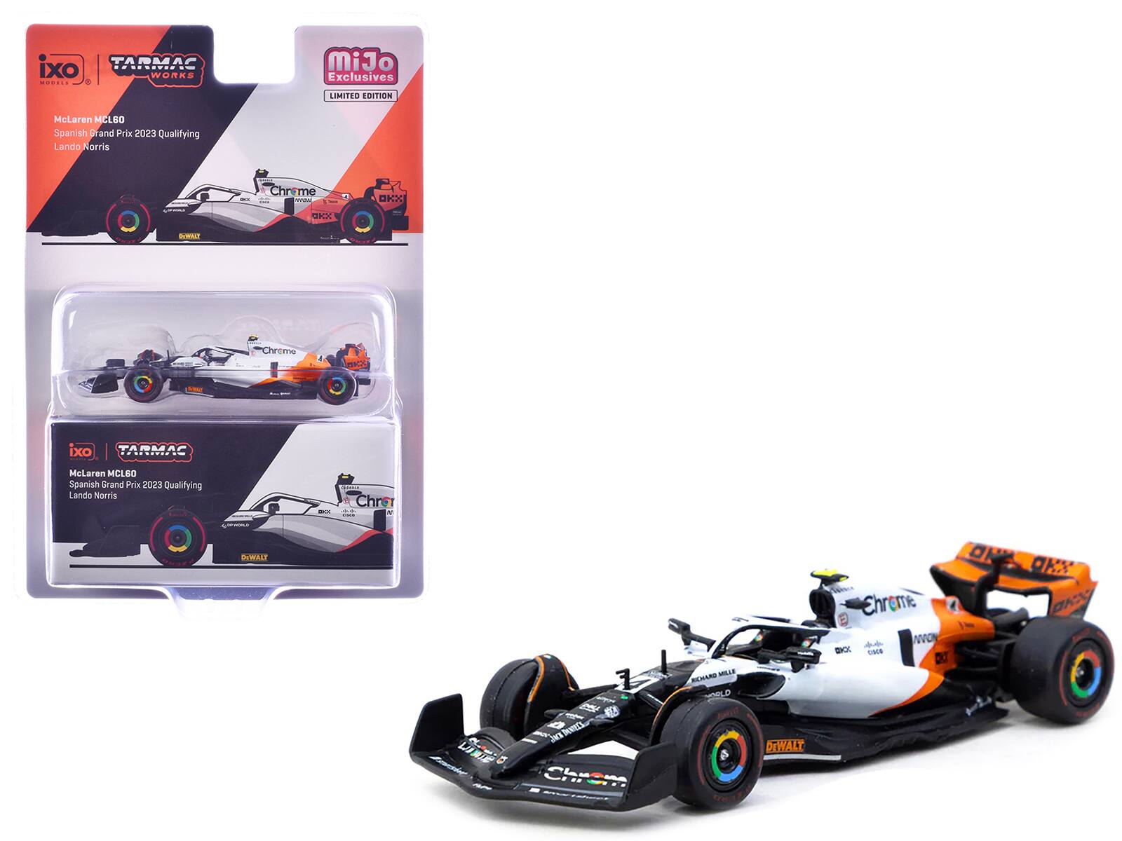 Tarmac Works - McLaren MCL60 #4 Lando Norris 3rd Place Formula One F1 Spanish GP Qualifying (2023) Global64 Series 1/64 Diecast Model - Multicolor