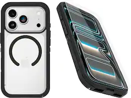 OtterBox - iPhone 17 Pro, Bundle: Defender Series XT Case & Screen Protector - Snaps on MagSafe - Rugged & Durable - Dark Side (Clear/Black)