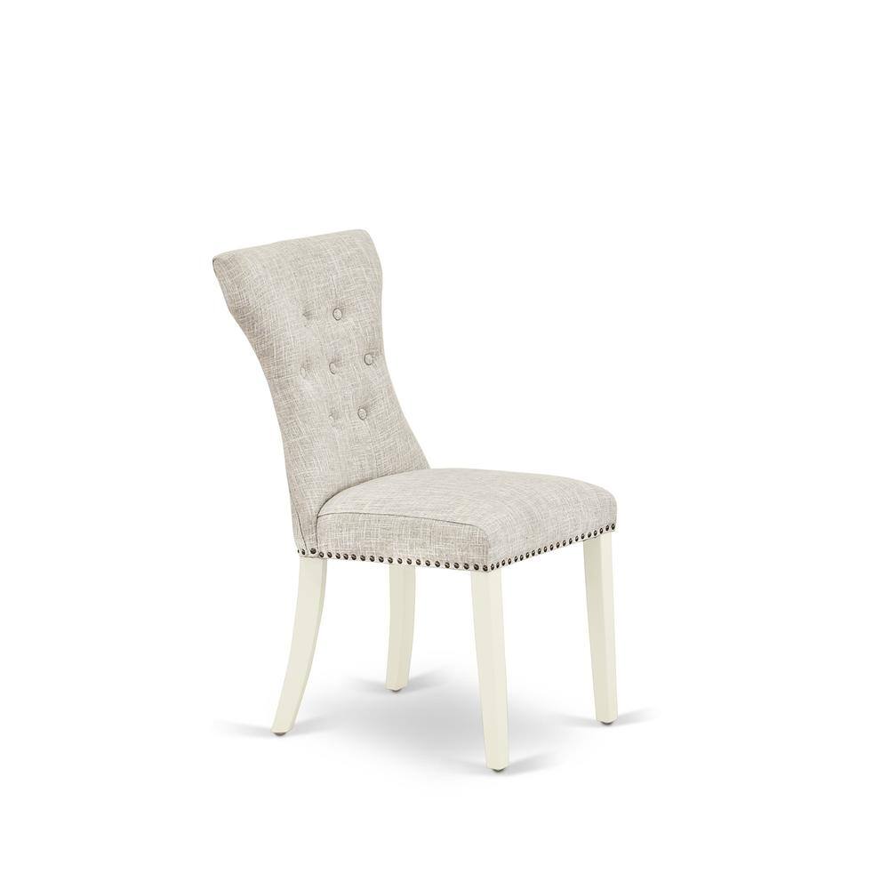 Angle. East West Furniture - X026GA235-6 6-Piece Kitchen Dinette Set-Doeskin Linen Fabric Seat and Button Tufted Chair Back Parson dining room - Multi-Color.