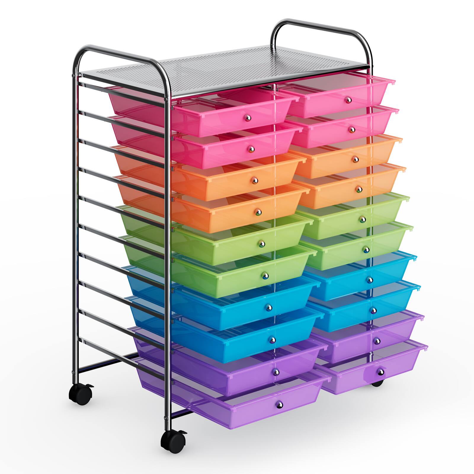 Alt View 1. Costway - 20 Drawer Rolling Storage Cart Scrapbook Paper Office School Organizer - Multicolor.