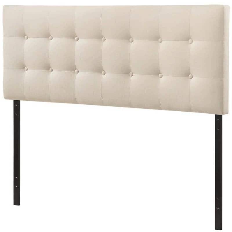 Hivvago - Full size Modern Fabric Upholstered Button Tufted Headboard - Ivory