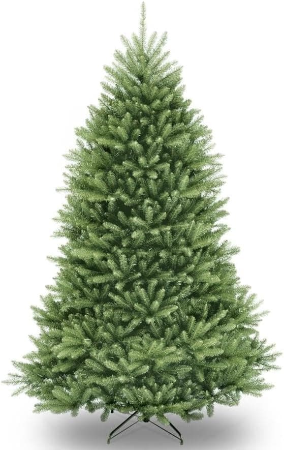 Qeetex - Artificial Christmas Tree, 7.5Ft Premium Unlit Hinged Design, Dense Branches Realistic Holiday Décor w/Easy Assembly - Green