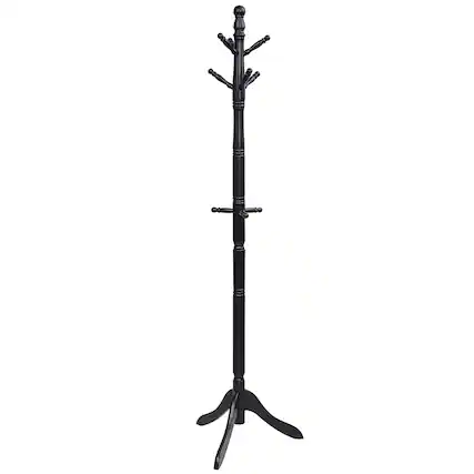 Front. Costway - Costway Coat Rack Wooden Hall Tree 2 Adjustable Height w/ 9 Hooks - Black.