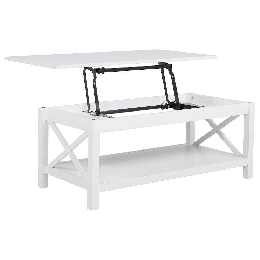 Alt View 2. Coaster Co. of America - Skyview 3-piece Rectangular Lift Top Coffee Table Set White - White.