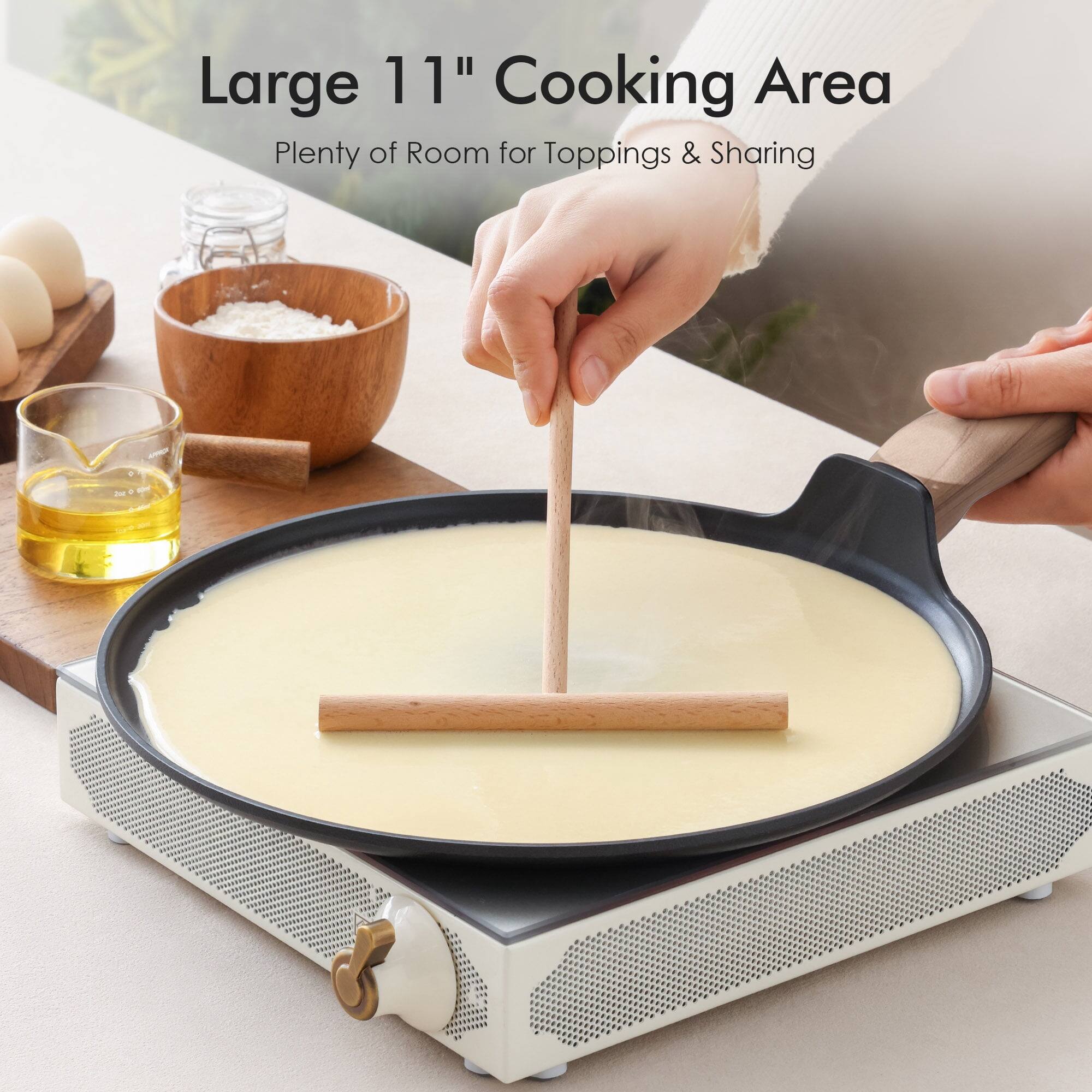 Large 11" Cooking Area  
Plenty of Room for Toppings & Sharing