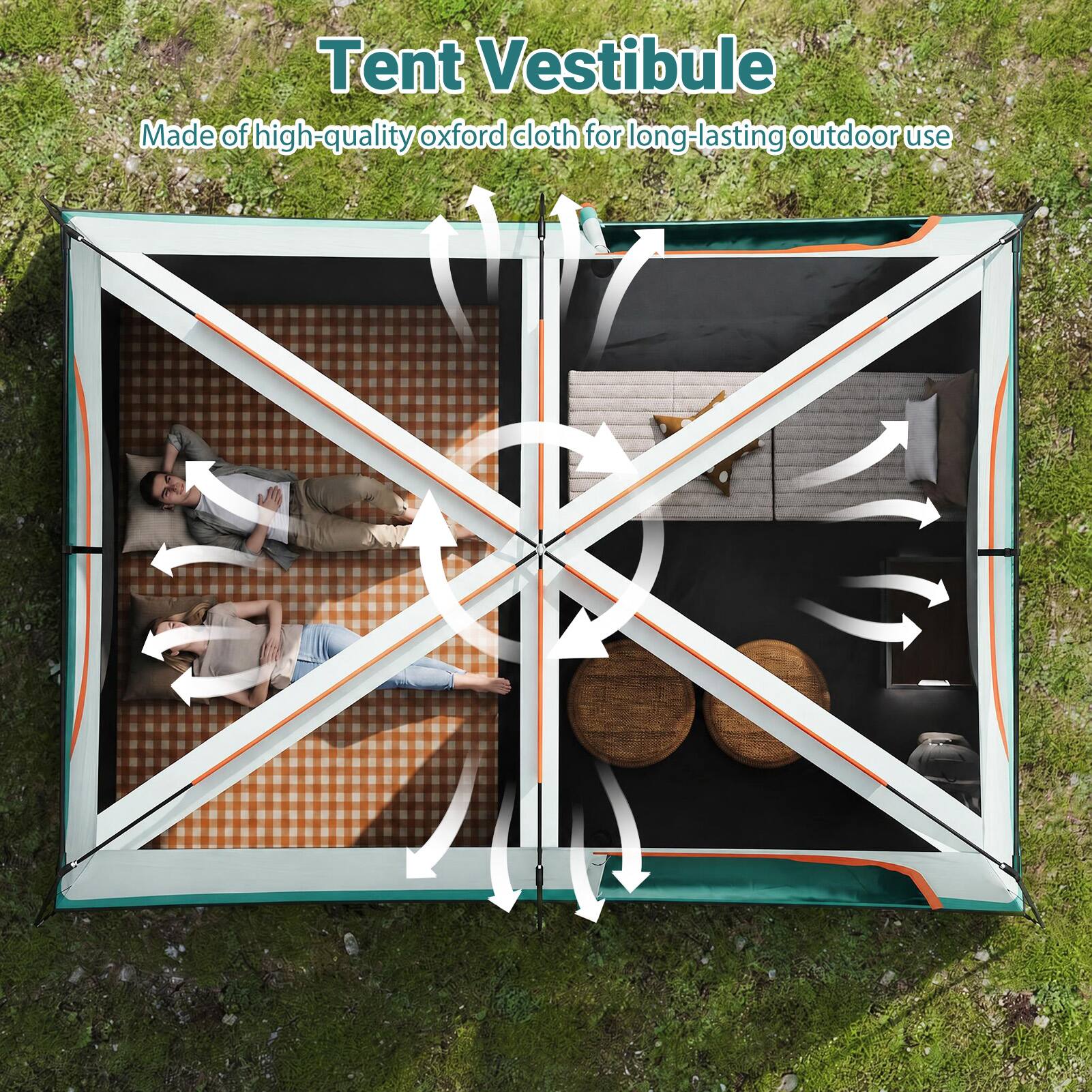 Tent Vestibule  
Made of high-quality oxford cloth for long-lasting outdoor use