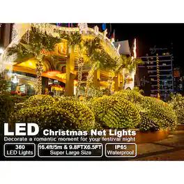 Sunoyar - 9.8x6.5ft Christmas Halloween LED Mesh Net Lights 360 LEDs w/Remote 8 Modes Connectable for Bushes Garden Indoor Outdoor - Yellow