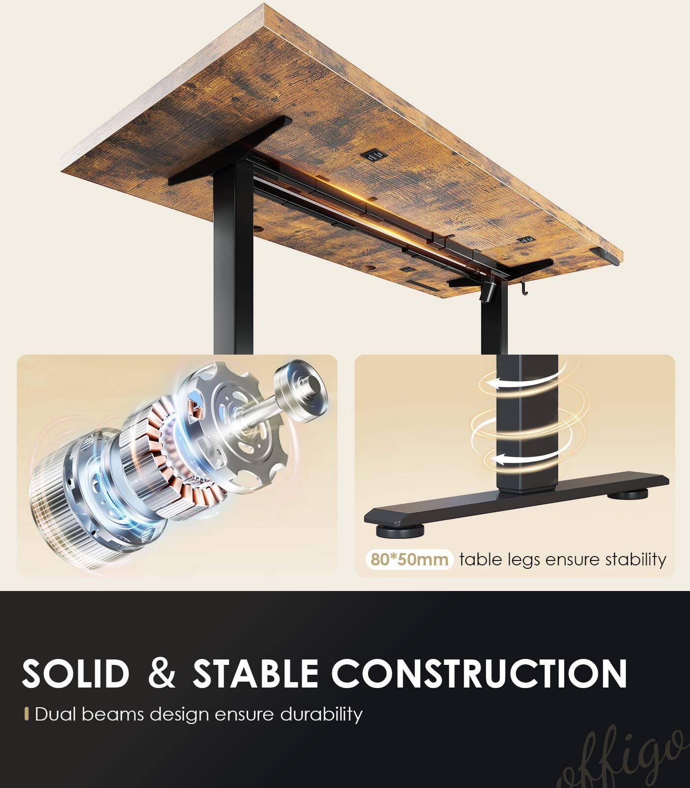 80*50mm table legs ensure stability  
SOLID & STABLE CONSTRUCTION  
Dual beams design ensure durability