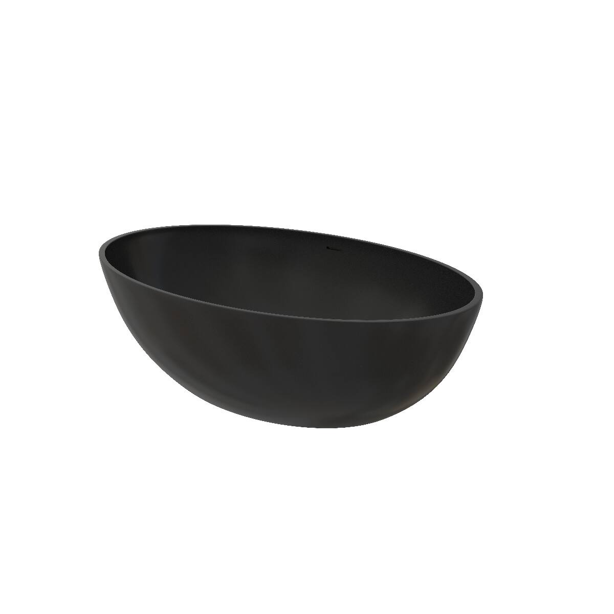 Angle. Loheer - Loheer 67 in Matte Black Solid Surface Freestanding Soaking Bathtub with Acrylic Shelf - Matte Black.