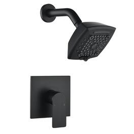 Boyel Living - Black Brass Shower Faucet Set cUPC Pressure Balance Valve 5-Function ABS Top Spray 1/2NPT Thread - Matte Black