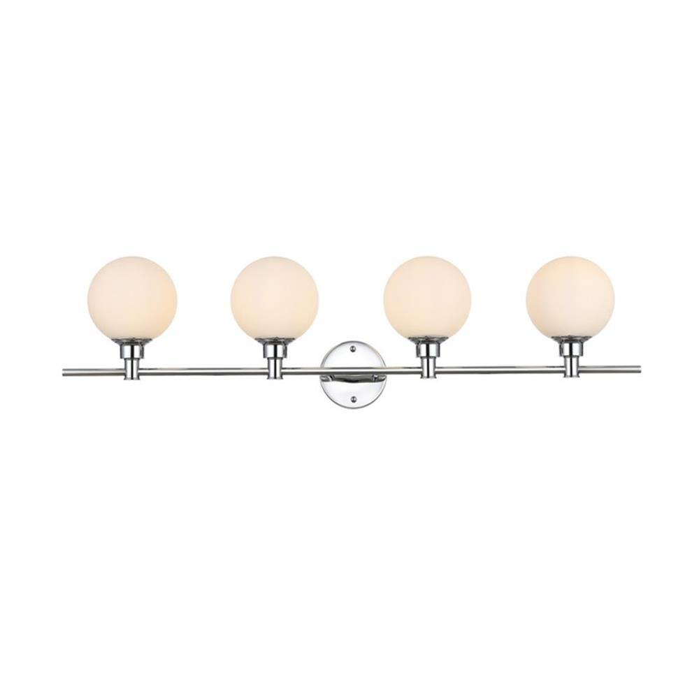 Front. Living District - Cordelia 4-Light Iron and Glass Bath Sconce - Chrome.