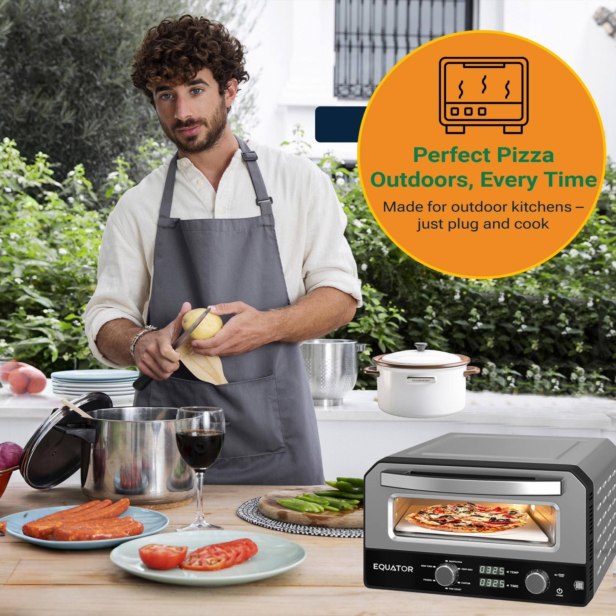 Perfect Pizza Outdoors, Every Time  
Made for outdoor kitchens – just plug and cook  

EQUATOR 092s 8325