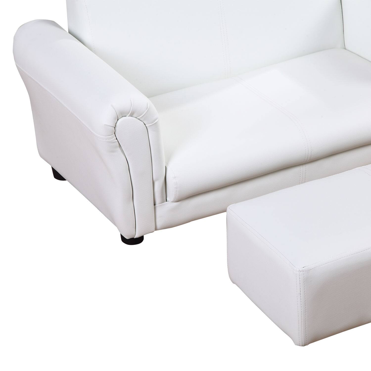 Alt View 4. Qaba - Kids Sofa with Footstool for Children, Toddler Couch for Playroom, Nursery, Living Room, Bedroom Furniture - White.