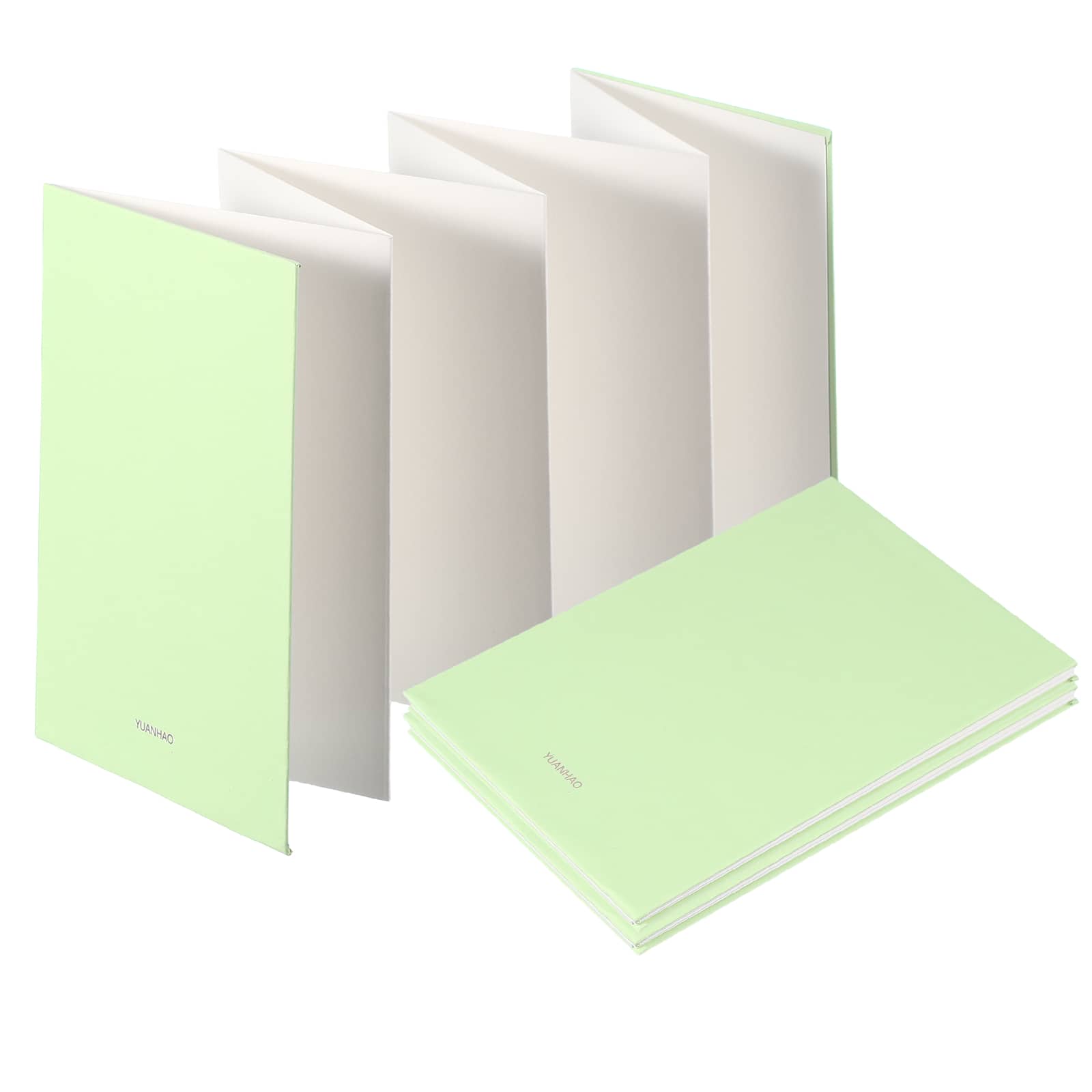 Unique Bargains - 2pcs Concertina Sketchbook, 7.5x5.2in 16 Sheets 300GSM Unfold 103cm Blank Travel Journal for Drawing - Green