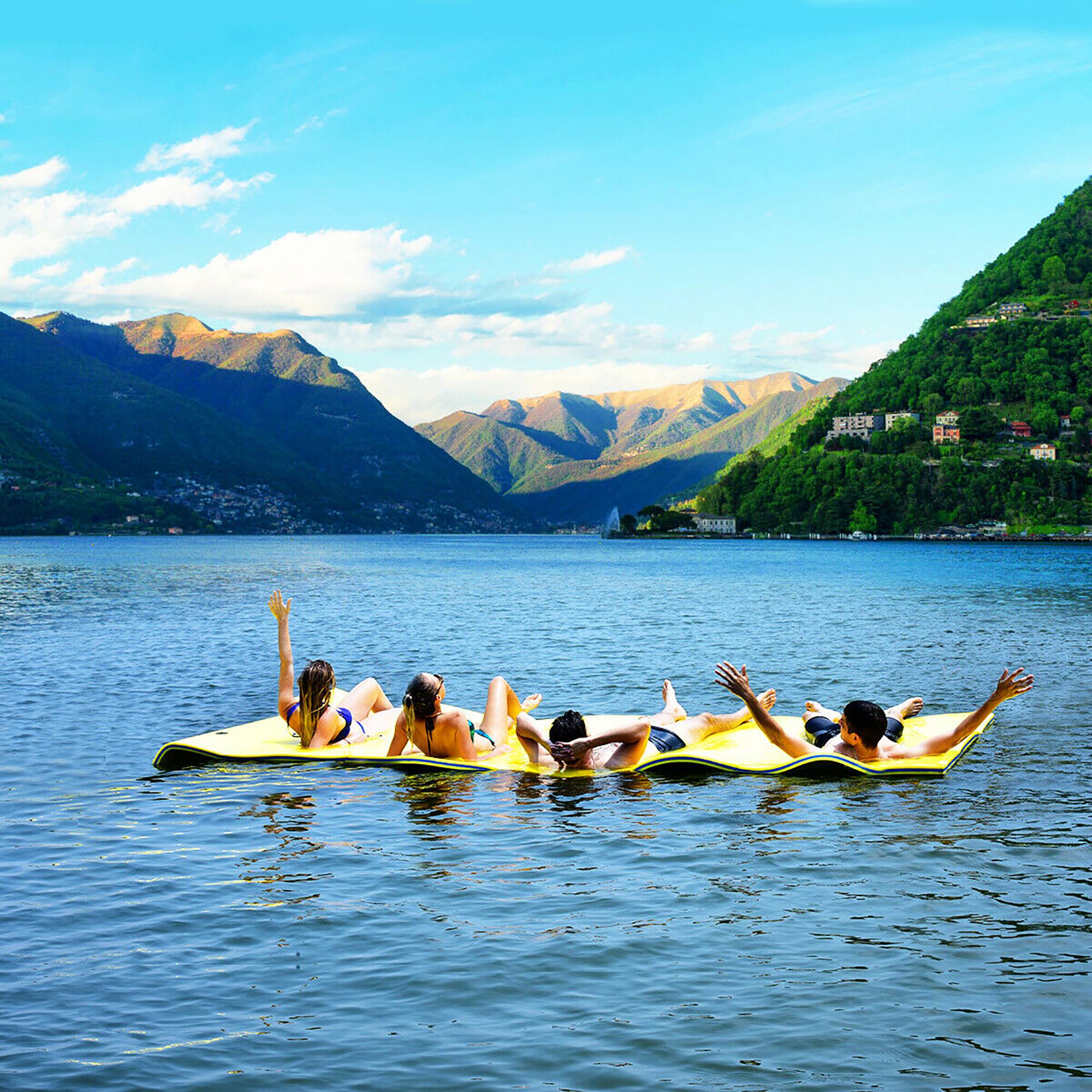 Alt View 3. Costway - Costway 3 Layer Floating Water Pad Foam Mat Water Recreation Relaxing Tear-resistant 9' x 6' - yellow.