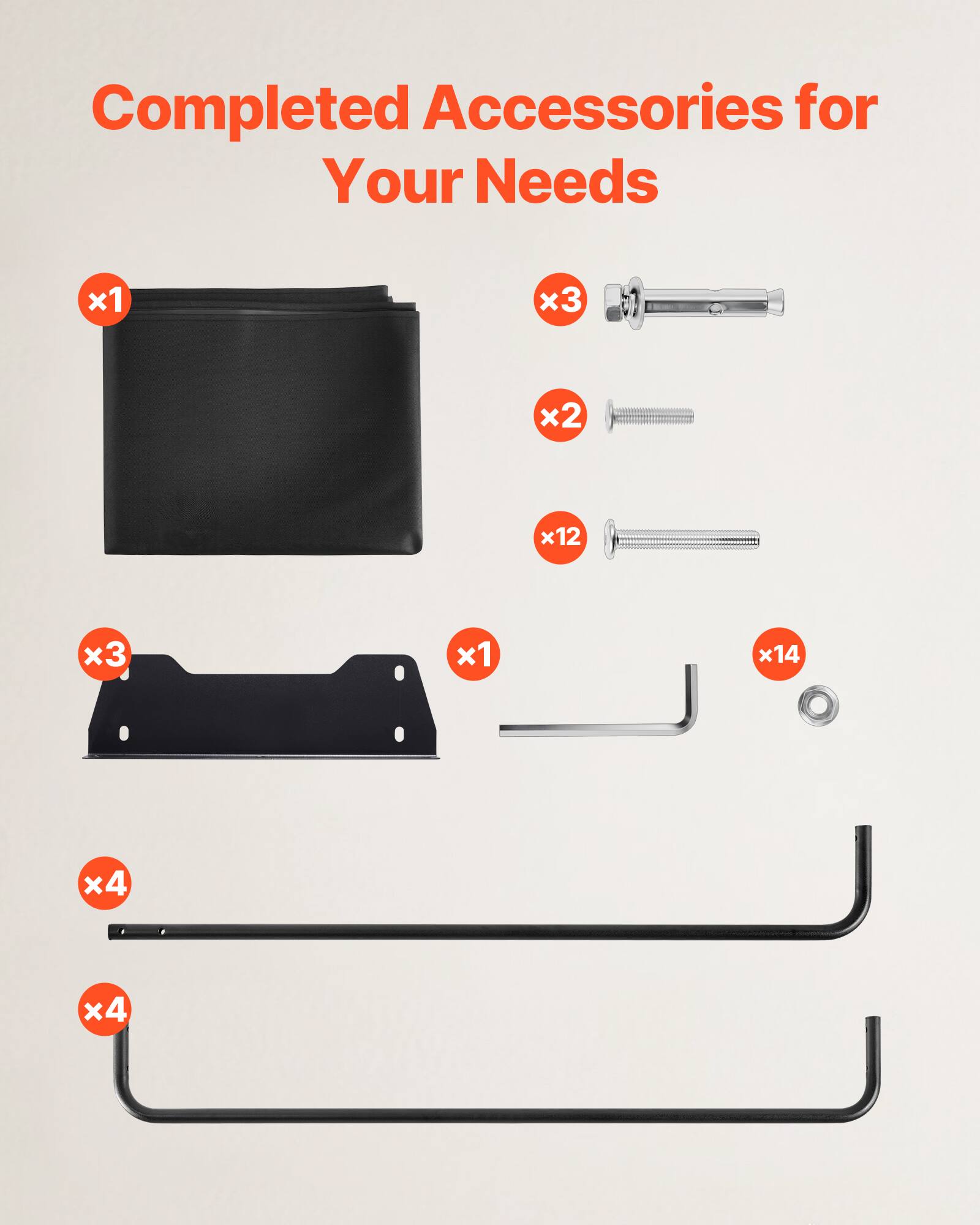 Completed Accessories for Your Needs

- x1
- x3
- x2
- x12
- x3
- x1
- x14
- x4
- x4