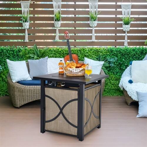 Angle. SlickBlue - 40,000 BTU Portable LP Gas Fire Pit Table – Propane Heater for Outdoor Spaces - Black, Grey.