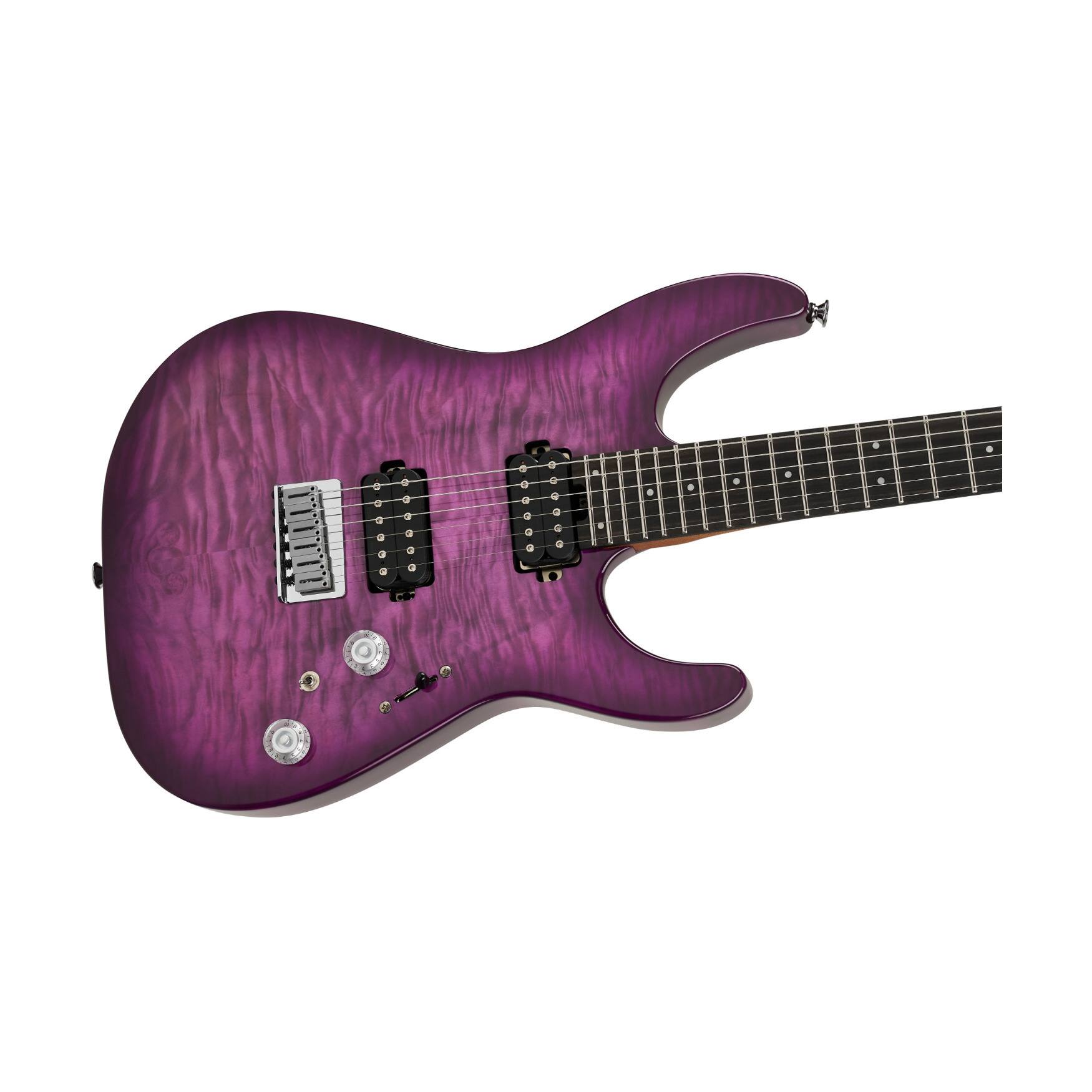 Left. Charvel - Charvel Pro-Mod Plus DK24 HH HT EB QM Electric Guitar (Violet Radiance).