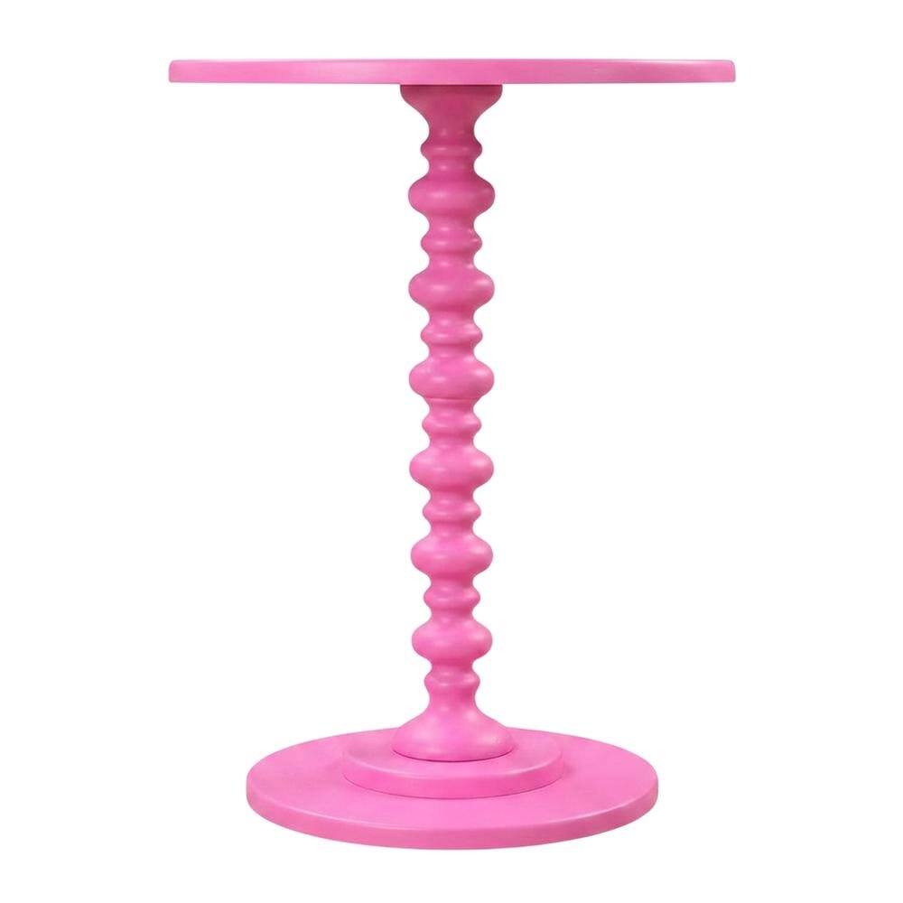 Angle. FurniFact - Round Spindle Coffee Table with Classic Style and Sturdy Construction - Pink.