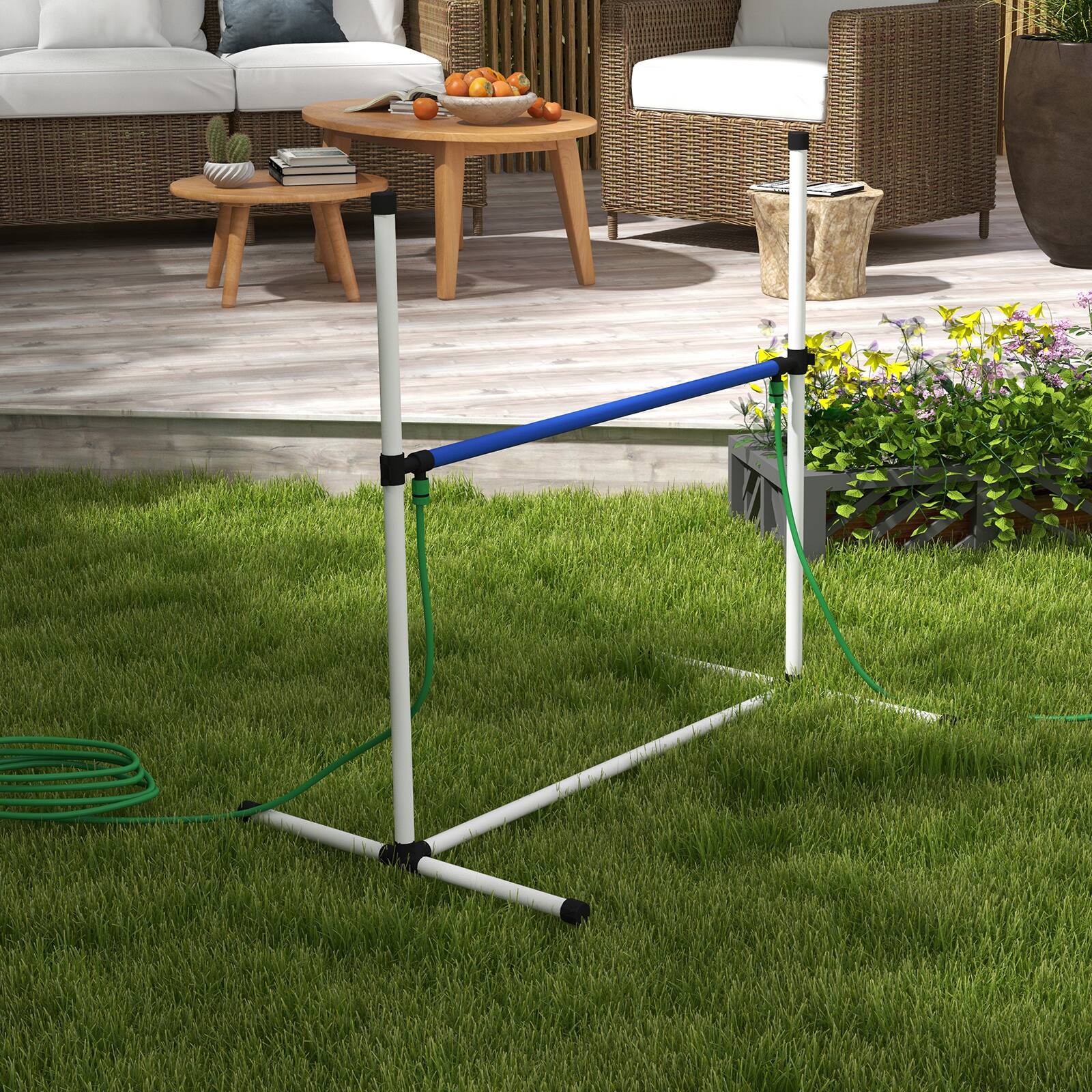 Alt View 5. Pawhut - 3 Piece Dog Agility Set, Spray Water Tube, Adjustable Jumping Ring, Hurdle, Carry Bag, Whistle - White.