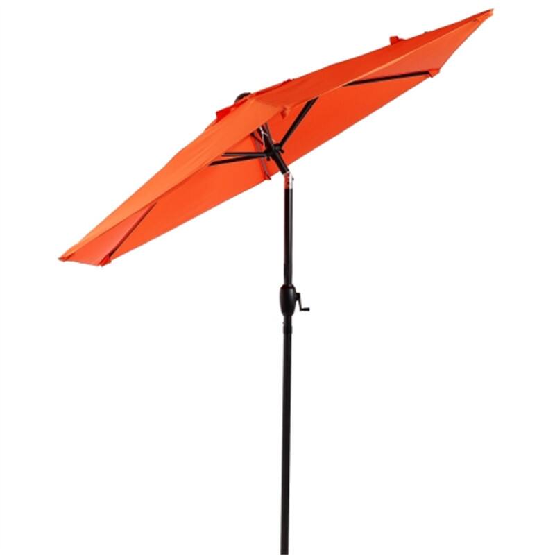Alt View 2. HTUTWOO - 7.5FT Patio Umbrella - Push Button Tilt and Crank Outdoor Market Yard Umbrella, Sun Umbrella, Not Include Umbrella Base - ORANGE.