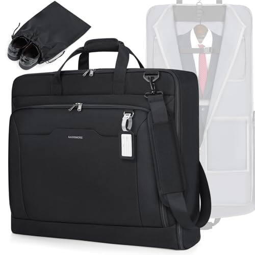 Front. Vulpecula Spade - Garment Bags for Travel Carry On Garment Bag for Hanging Clothes, Suit Bag for Business Trips with Shoes bag & Shoulder - Black.