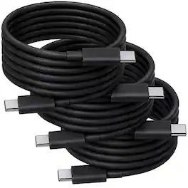 Qixxronics - 3-Pack 6FT USB C to USB C Charging Cable for Samsung Galaxy, Note, Z Flip, Z Fold, Android Type-C Devices - Black