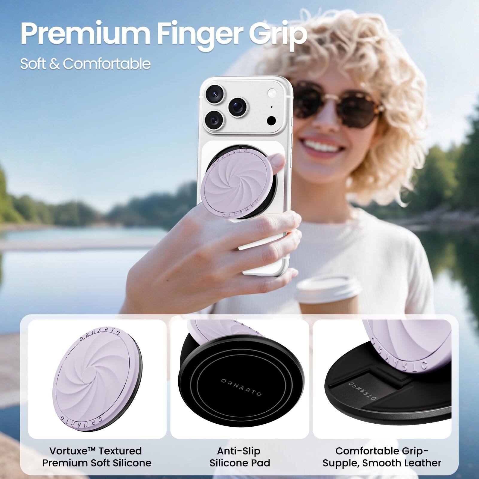 Premium Finger Grip  
Soft & Comfortable  

Vortex™ Textured Premium Soft Silicone  
Anti-Slip Silicone Pad  
Comfortable Grip - Supple, Smooth Leather